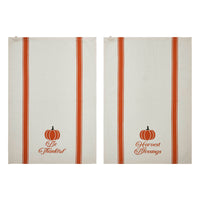 Harvest Blessings Pumpkin Tea Towel Set of 2 19x28