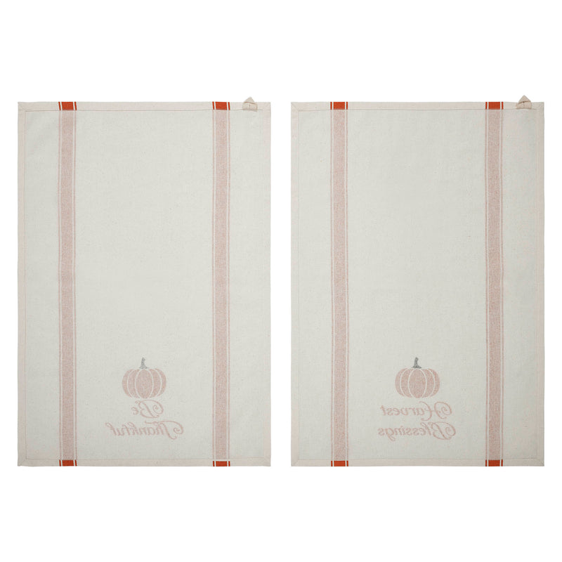 Harvest Blessings Pumpkin Tea Towel Set of 2 19x28