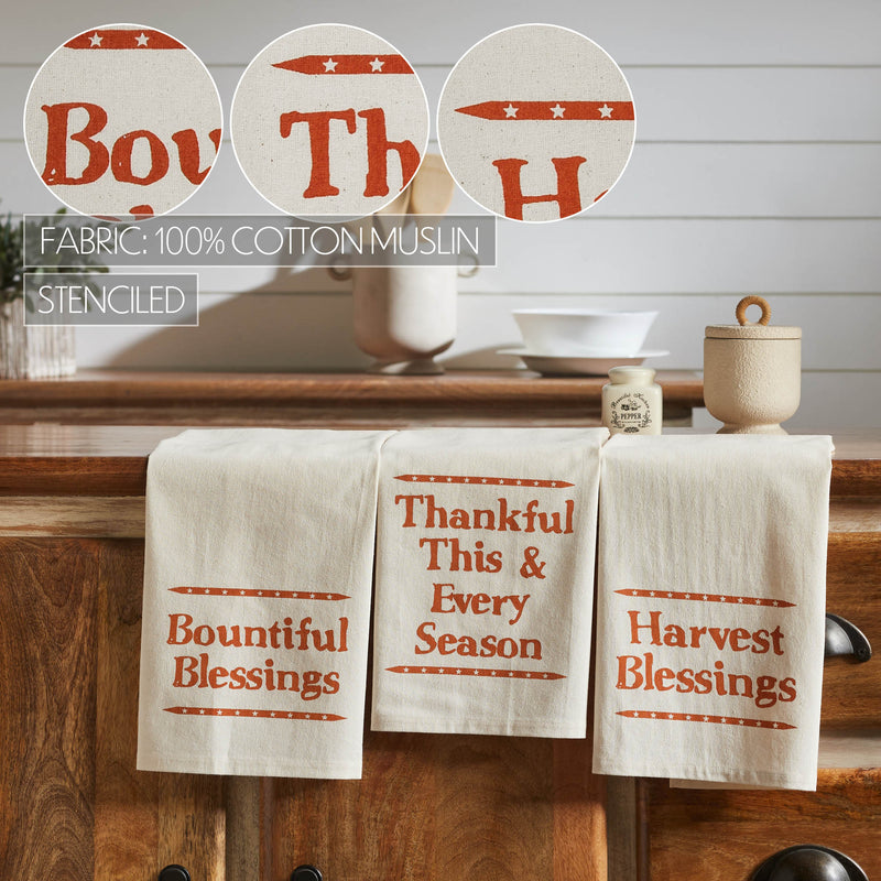 Harvest Blessings Tea Towel Set of 3 19x28