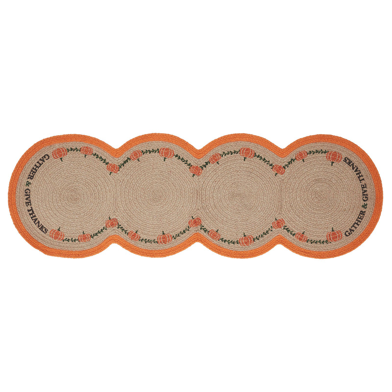 Harvest Blessings Natural Stencil Pumpkin Runner 12x36