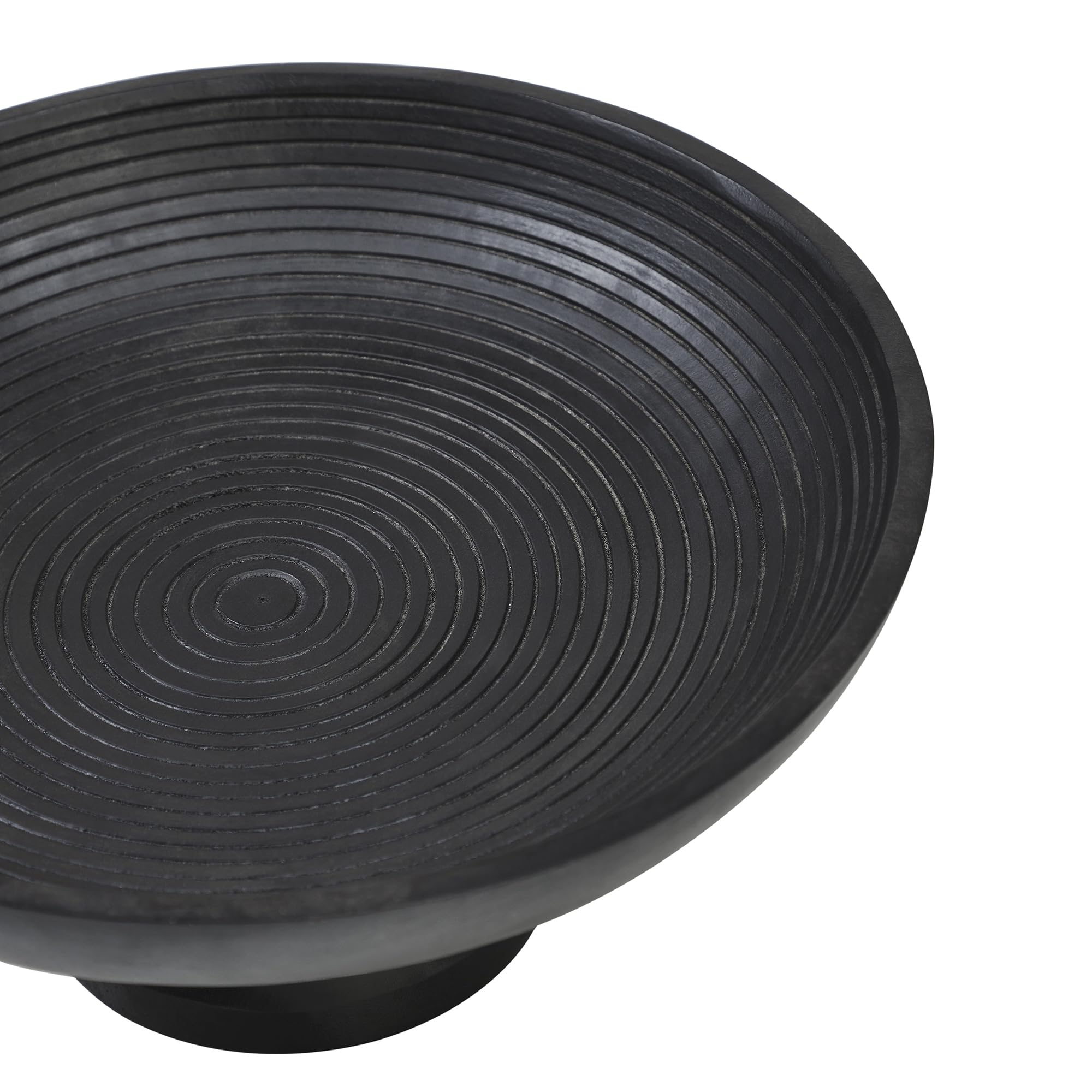 Ribbed Black Wooden Bowl 12x12x5.5