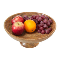 Ribbed Natural Wooden Bowl 12x12x5.5
