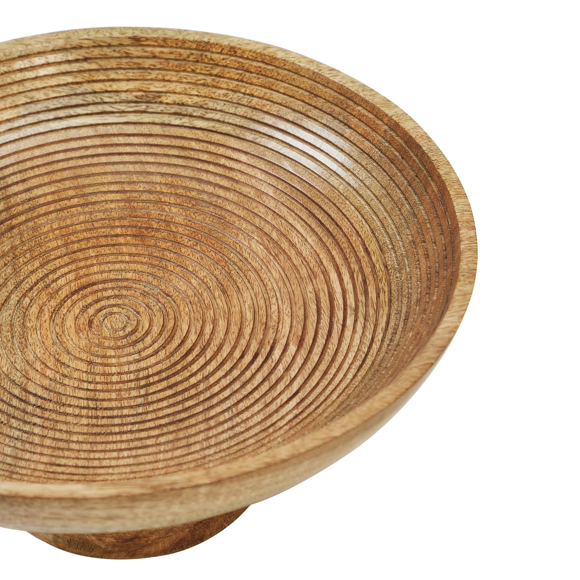 Ribbed Natural Wooden Bowl 12x12x5.5