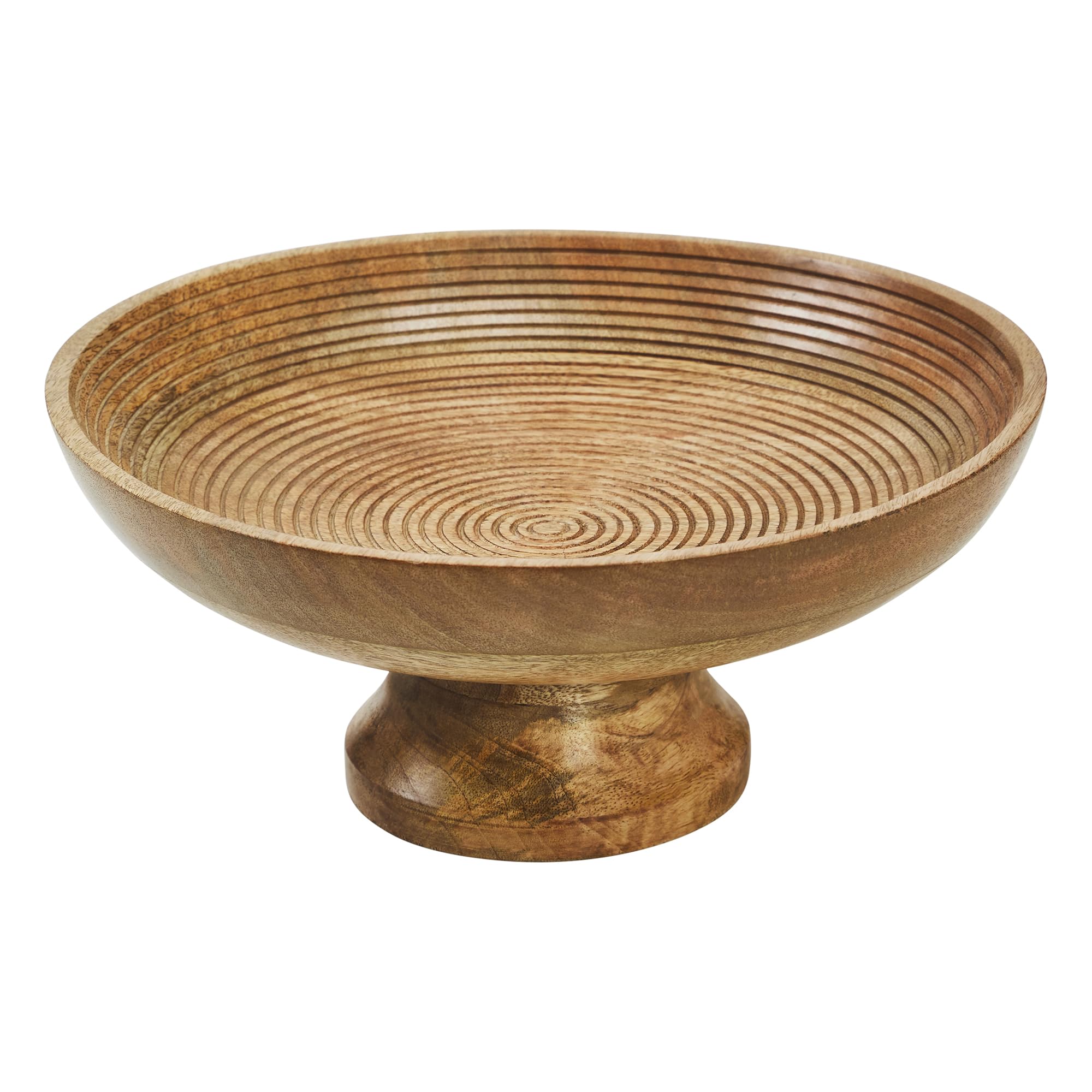 Ribbed Natural Wooden Bowl 12x12x5.5