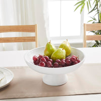 Ribbed White Wooden Bowl 12x12x5.75