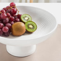 Ribbed White Wooden Bowl 12x12x5.75