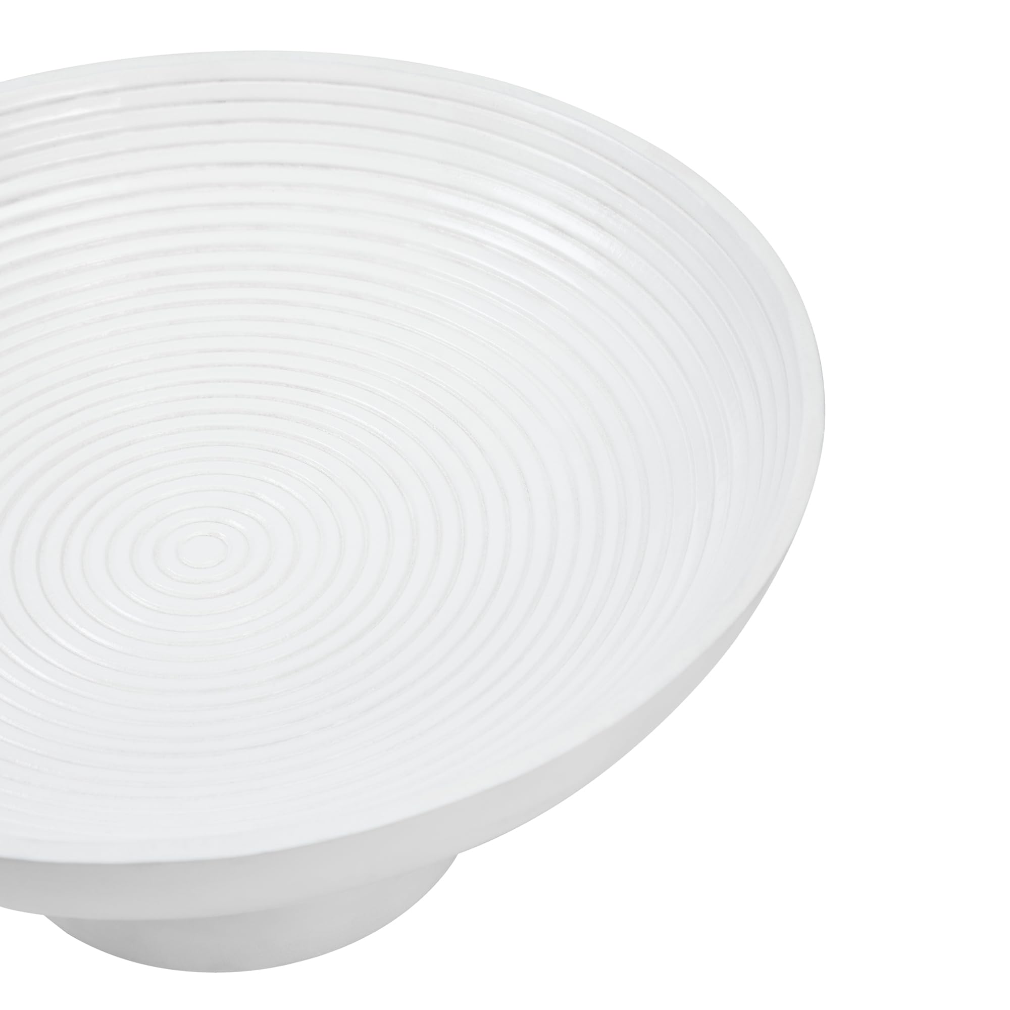 Ribbed White Wooden Bowl 12x12x5.75