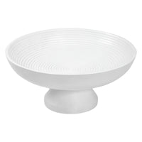 Ribbed White Wooden Bowl 12x12x5.75