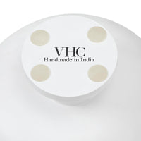 Ribbed White Wooden Bowl 12x12x5.75