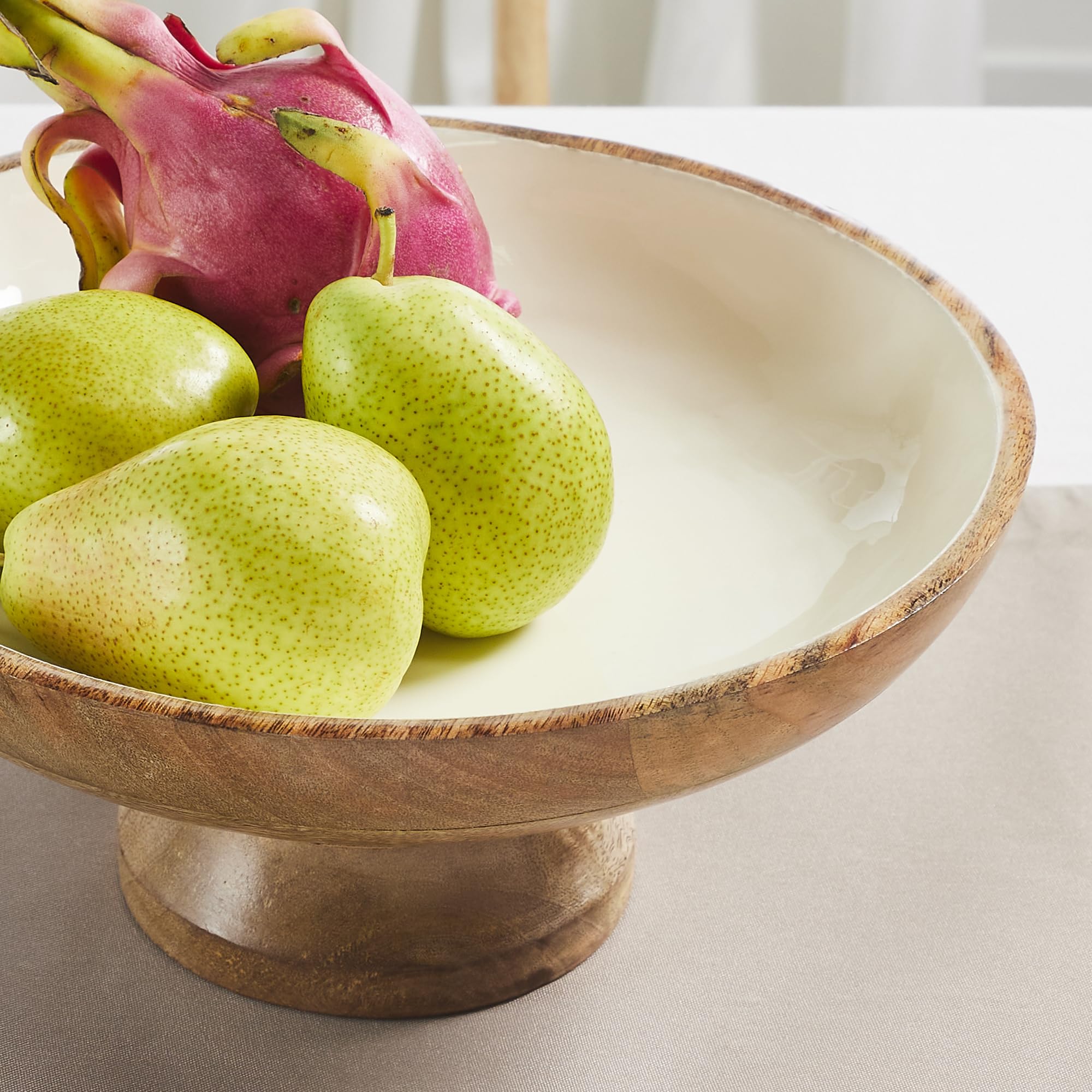 Natural with White Wooden Bowl 12x12x5.5