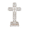 Distressed White Ornate Wooden Cross w/ Base 13x7.5x5