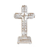 Distressed White Ornate Wooden Cross w/ Base 13x7.5x5