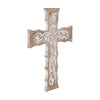 Natural & Distressed White Wooden Cross Wall Hanging 18x12