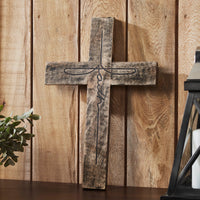 Distressed Grey FAITH Wooden Cross 18x12