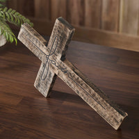 Distressed Grey FAITH Wooden Cross 18x12