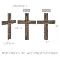 Distressed Grey FAITH Wooden Cross 18x12