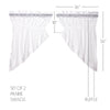 White Ruffled Sheer Prairie Swag Set of 2 36x36x18