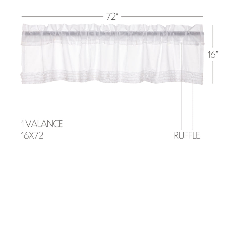 White Ruffled Sheer Valance 16x72