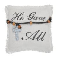 Celebrate Grace He Gave All Cross Ornament Pillow 9x9