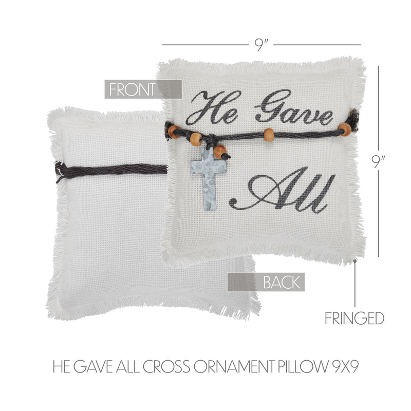 Celebrate Grace He Gave All Cross Ornament Pillow 9x9