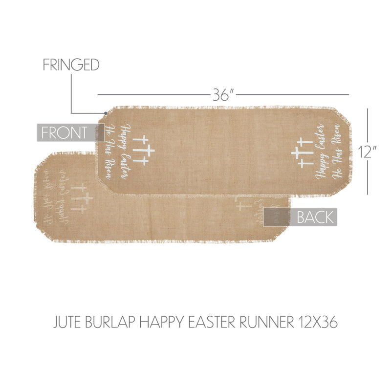 Celebrate Grace Jute Burlap Happy Easter Runner 12x36