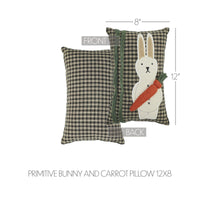 Spring In Bloom Primitive Bunny And Carrot Pillow 12x8