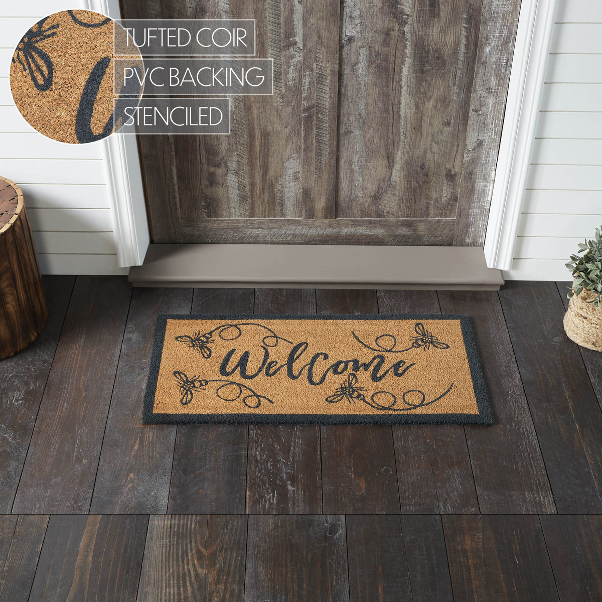 Welcome Rug Print Buzzy Bees Coir Welcome Rug Rect 17x36 – Beth's Country Primitive Home ...