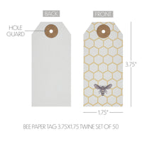 Buzzy Bees Bee Paper Tag 3.75x1.75 w/ Twine Set of 50