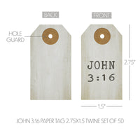 Celebrate Grace John 3:16 Paper Tag 2.75x1.5 w/ Twine Set of 50