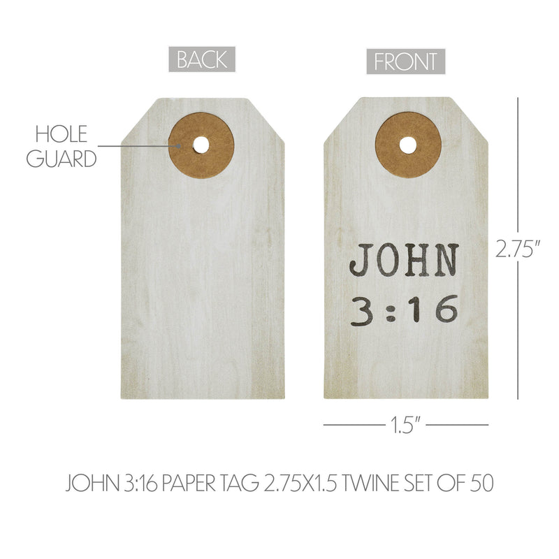 Celebrate Grace John 3:16 Paper Tag 2.75x1.5 w/ Twine Set of 50