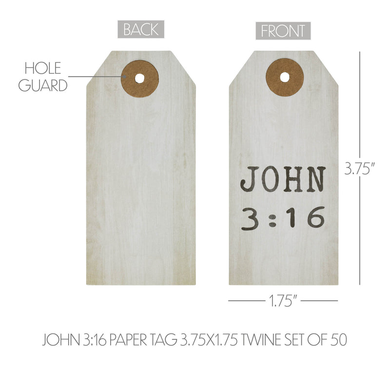 Celebrate Grace John 3:16 Paper Tag 3.75x1.75 w/ Twine Set of 50