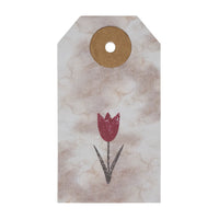 Spring In Bloom Tea Stained Red Tulip Paper Tag 2.75x1.5 w/ Twine Set of 50