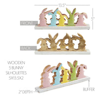 Bunny Hop Wooden 5 Bunny Silhouettes 5x13.5x2