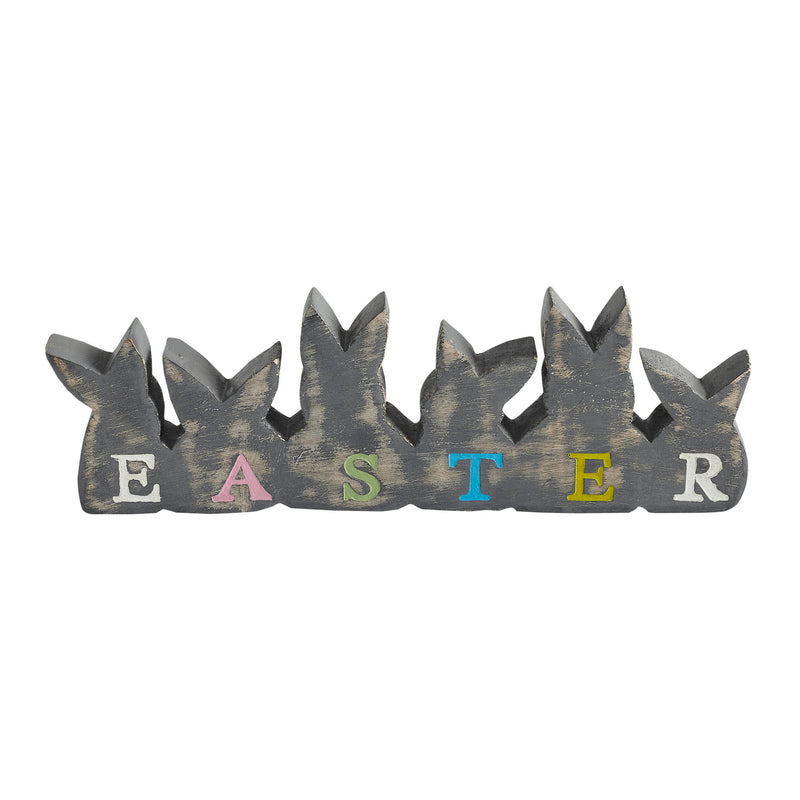 Bunny Hop Wooden Easter Sign w/ 6 Bunny Silhouettes 4x11.5x1