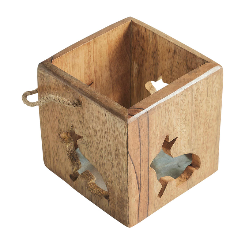 Bunny Hop Wooden Bunny Cutout Box w/ Twine 4x4x4