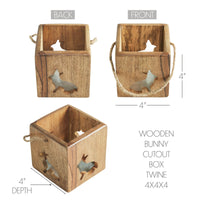 Bunny Hop Wooden Bunny Cutout Box w/ Twine 4x4x4