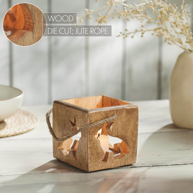 Bunny Hop Wooden Bunny Cutout Box w/ Twine 4x4x4