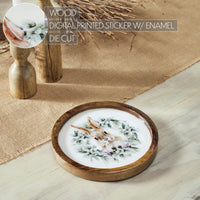 Bunny Hop Wooden Plate Natural w/ Bunny & Wreath 8 inch Diameter