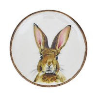 Bunny Hop Wooden Plate White w/ Bunny 9.75 inch Diameter