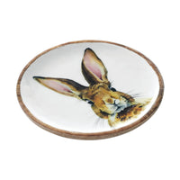 Bunny Hop Wooden Plate White w/ Bunny 9.75 inch Diameter