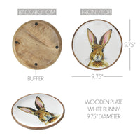 Bunny Hop Wooden Plate White w/ Bunny 9.75 inch Diameter