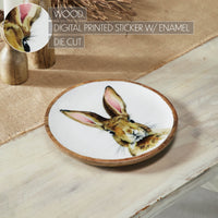 Bunny Hop Wooden Plate White w/ Bunny 9.75 inch Diameter