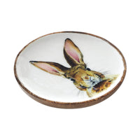 Bunny Hop Wooden Plate White w/ Bunny 8.5 inch Diameter