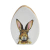 Bunny Hop Wooden Decor Egg Shape White w/ Bunny 7x5x0.75