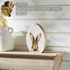 Bunny Hop Wooden Decor Egg Shape White w/ Bunny 7x5x0.75