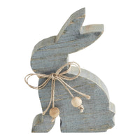 Bunny Hop Wooden Sitting Bunny Grey w/ Natural Beads 6x4x1