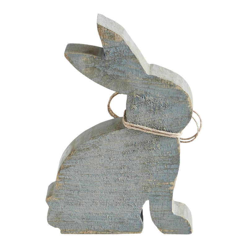 Bunny Hop Wooden Sitting Bunny Grey w/ Natural Beads 6x4x1