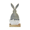 Bunny Hop Wooden Half Egg w/ Grey Bunny Silhouette 13x6x2.25