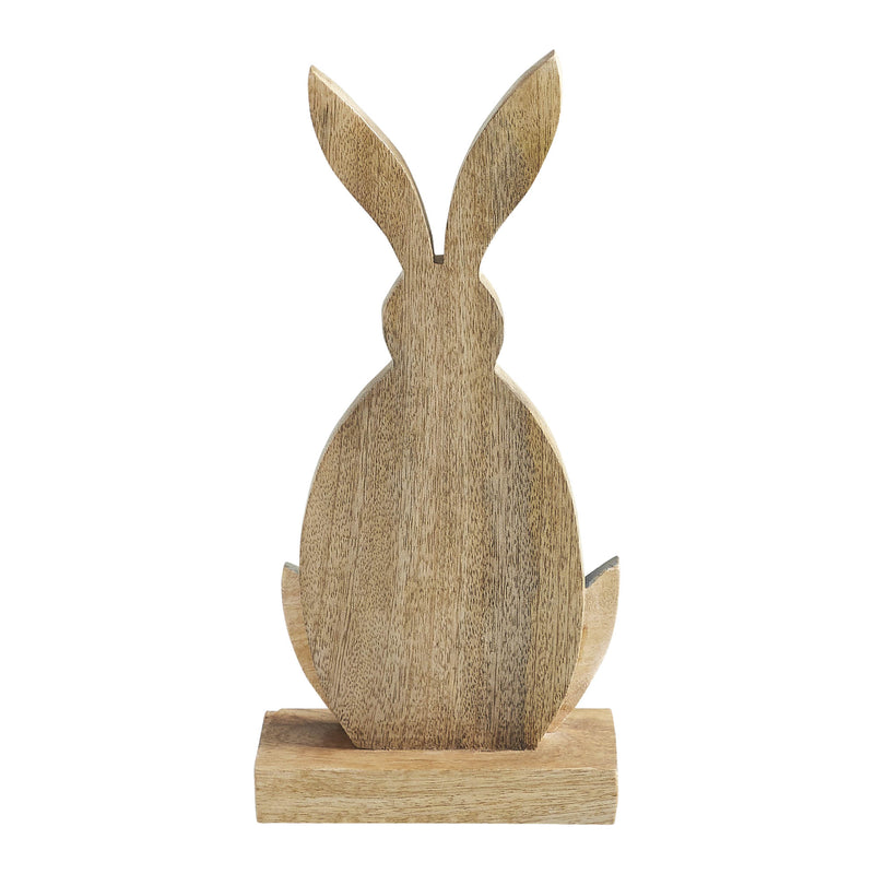 Bunny Hop Wooden Half Egg w/ Grey Bunny Silhouette 13x6x2.25