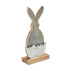 Bunny Hop Wooden Half Egg w/ Grey Bunny Silhouette 13x6x2.25